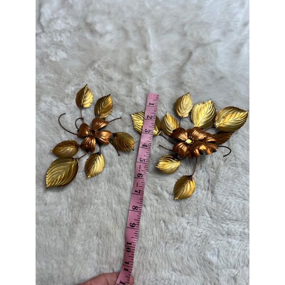 Flower leaf mid century modern 3D copper color wall art - Picture 4 of 4